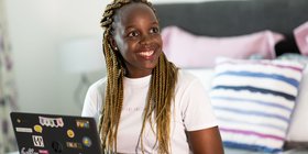 Woman volunteering for Shout 85258 text service