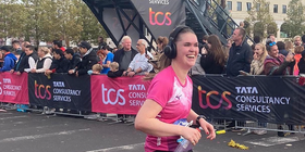Shout fundraiser Emma running the Amsterdam Half Marathon